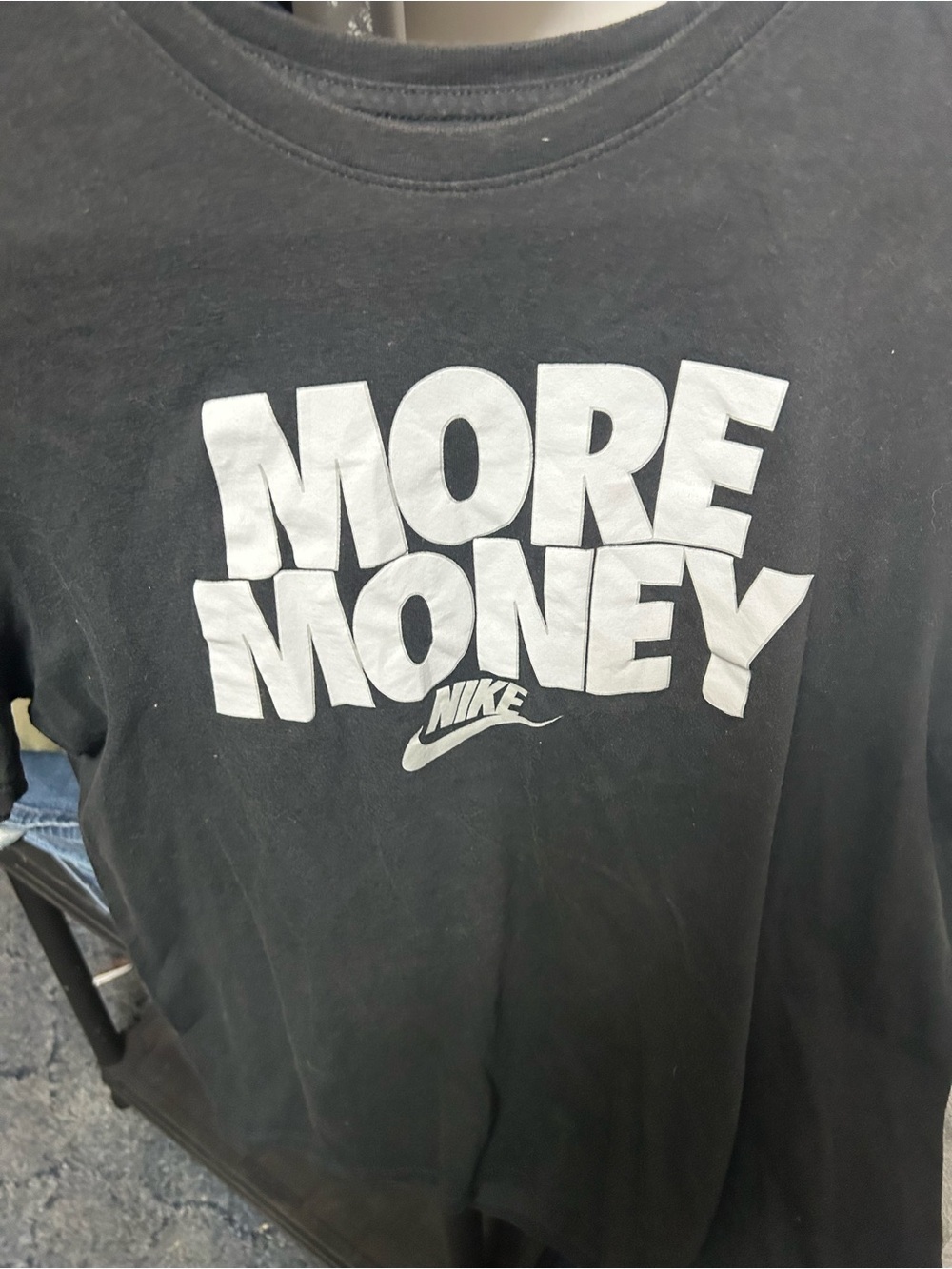Nike Black Tee with White "More Money" Graphic